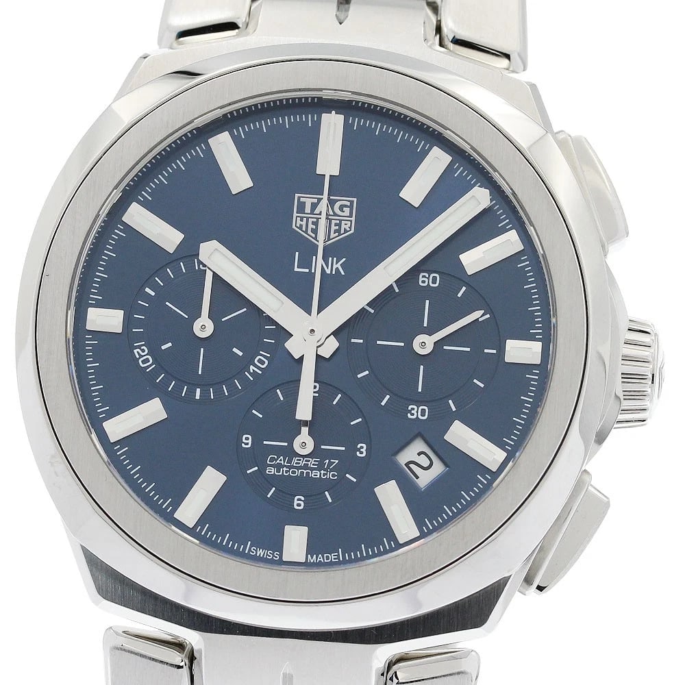 TAG HEUER LINK CHRONOGRAPH MEN'S WATCH: TAG HEUER Link Chronograph Men's Watch Brand: TAG HEUER Type/Style: Wristwatch Material: Band Material Stainless Steel, Case Material Stainless Steel Color: Band Color Silver, Dial Color blue, Case