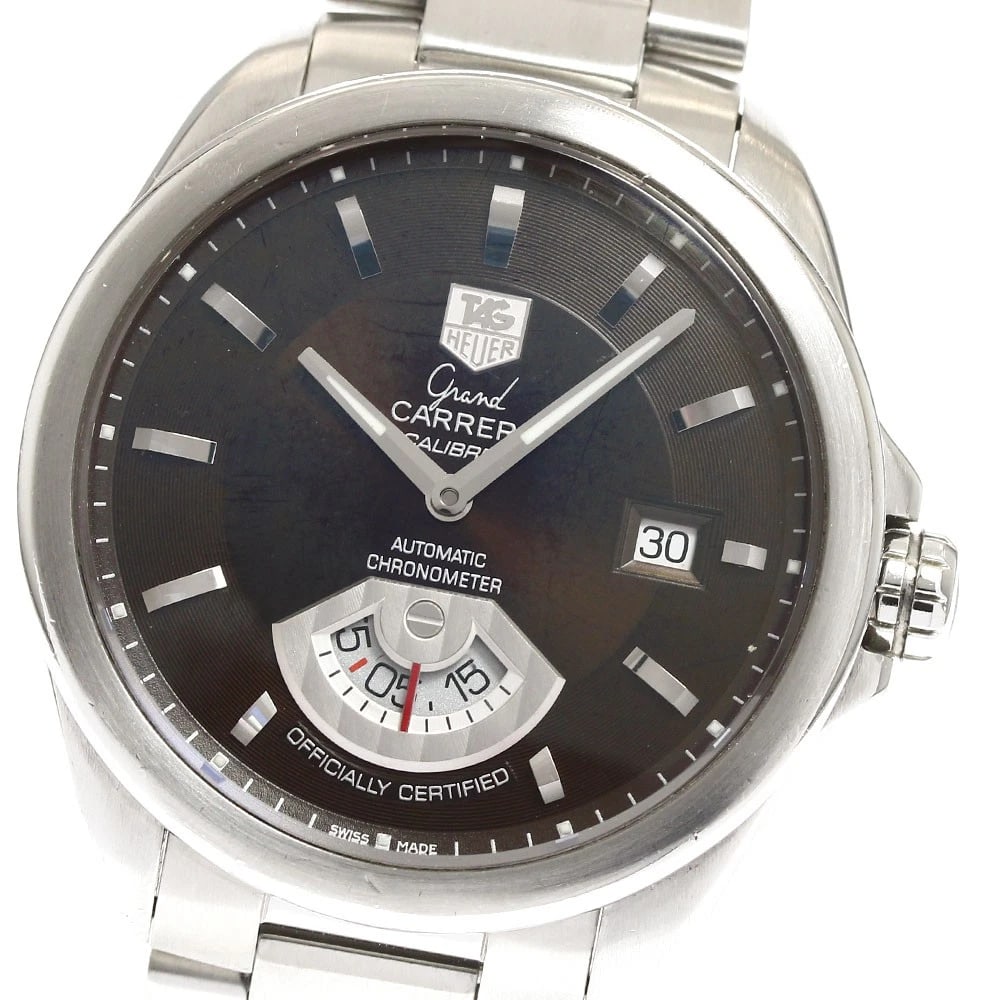 TAG HEUER GRAND CARRERA SMALL SECOND MEN'S WATCH: TAG HEUER Grand Carrera Small Second Men's Watch Brand: TAG HEUER Type/Style: Wristwatch Material: Band Material Stainless Steel, Case Material Stainless Steel Color: Band Color Silver, Dial Color Bro