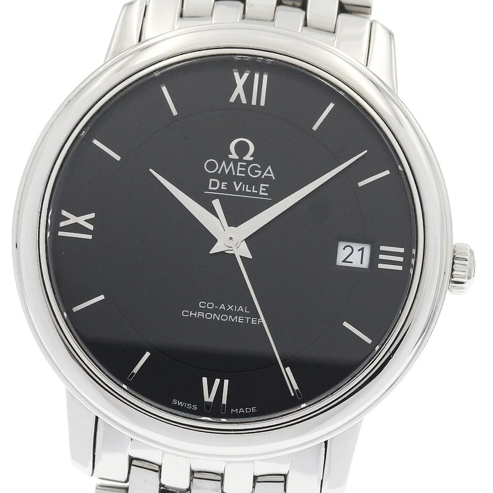 OMEGA DE VILLE PRESTIGE COAXIAL MEN'S WATCH: OMEGA De Ville Prestige Coaxial Men's Watch Brand: OMEGA Type/Style: Wristwatch Material: Band Material Stainless Steel, Case Material Stainless Steel Color: Band Color Silver, Dial Color black, Case 