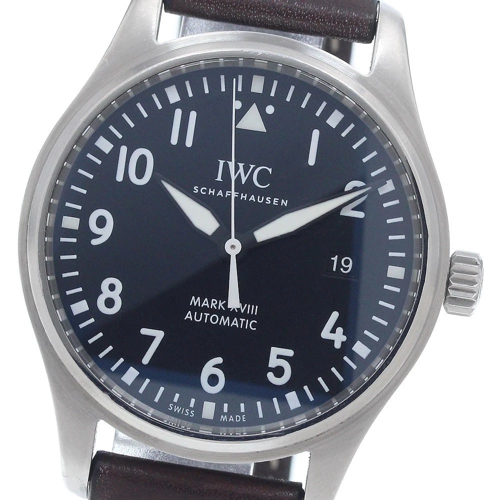 IWC SCHAFFHAUSEN PILOT WATCH AUTOMATIC WATCH: IWC SCHAFFHAUSEN Pilot watch Automatic Watch Brand: IWC SCHAFFHAUSEN Type/Style: Wristwatch Material: Band Material leather, Case Material Stainless Steel Color: Band Color Brown, Dial Color black,