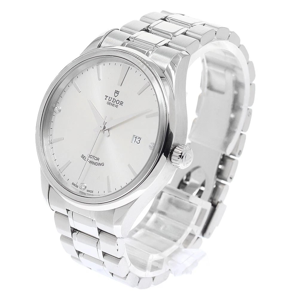 TUDOR STYLE DATE DIAMOND SILVER AUTOMATIC WATCH - 2