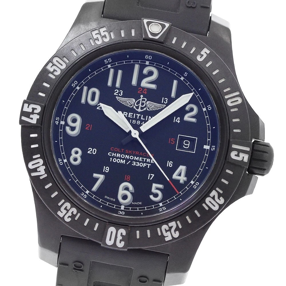 BREITLING COLT SKY DATE BLACK QUARTZ WATCH: BREITLING Colt Sky Date black Quartz Watch Brand: BREITLING Type/Style: Wristwatch Material: Band Material rubber, Case Material Bright light Color: Band Color black, Dial Color black, Case Color