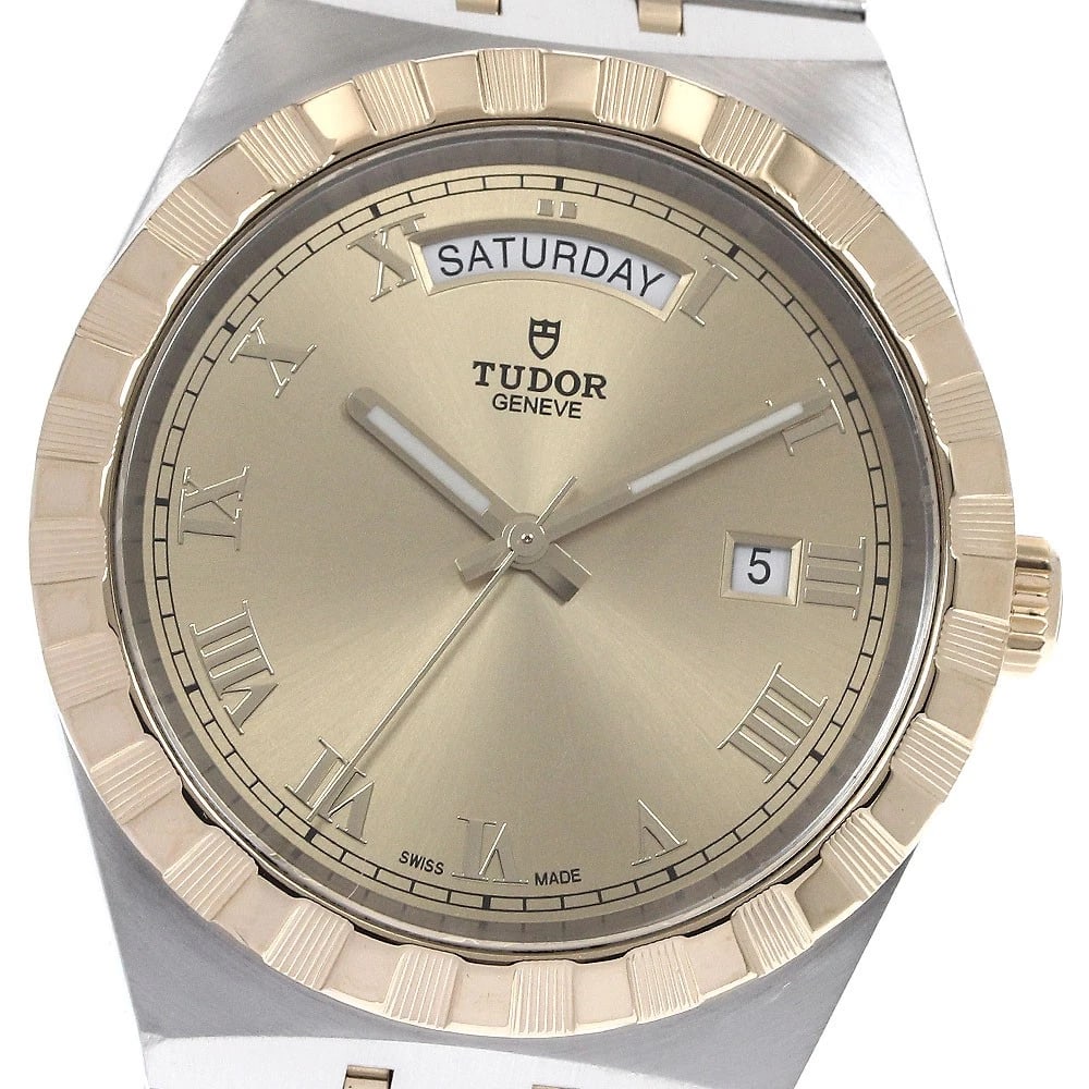 TUDOR ROYAL DATE YG GOLD AUTOMATIC WATCH: TUDOR Royal Date YG gold Automatic Watch Brand: TUDOR Type/Style: Wristwatch Material: Band Material Stainless Steel/YG, Case Material Stainless Steel/YG Color: Band Color Silver / Gold, Dial Color