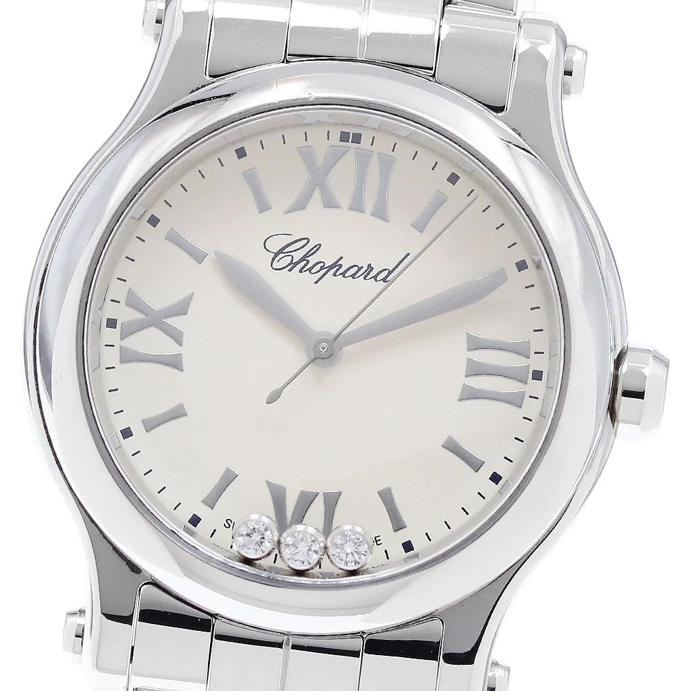CHOPARD HAPPY SPORTS DIAMOND QUARTZ WATCH: Chopard Happy sports diamond Quartz Watch Brand: Chopard Type/Style: Wristwatch Material: Band Material Stainless Steel, Case Material Stainless Steel Color: Band Color Silver, Dial Color beige, Case