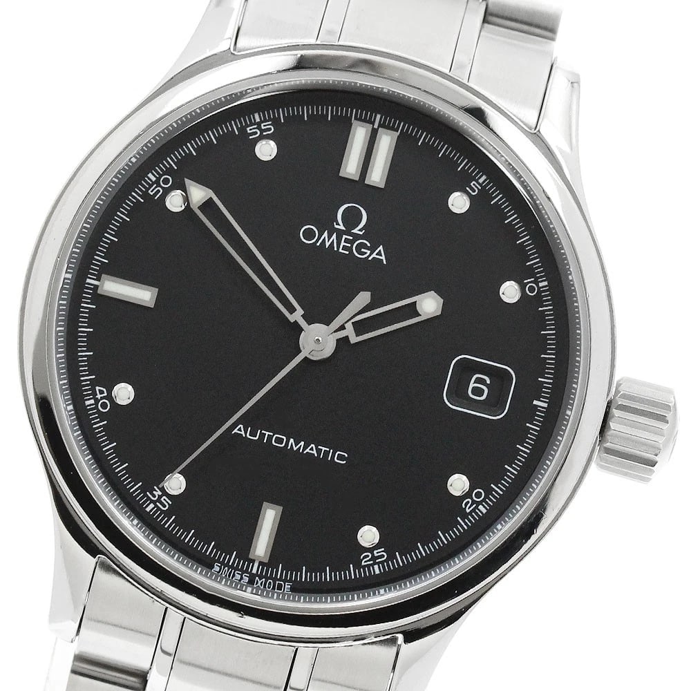 OMEGA CLASSIC DYNAMIC DATE BLACK AUTOMATIC WATCH: OMEGA Classic Dynamic Date Black Automatic Watch Brand: OMEGA Type/Style: Wristwatch Material: Band Material Stainless Steel, Case Material Stainless Steel Color: Band Color Silver, Dial Color black,