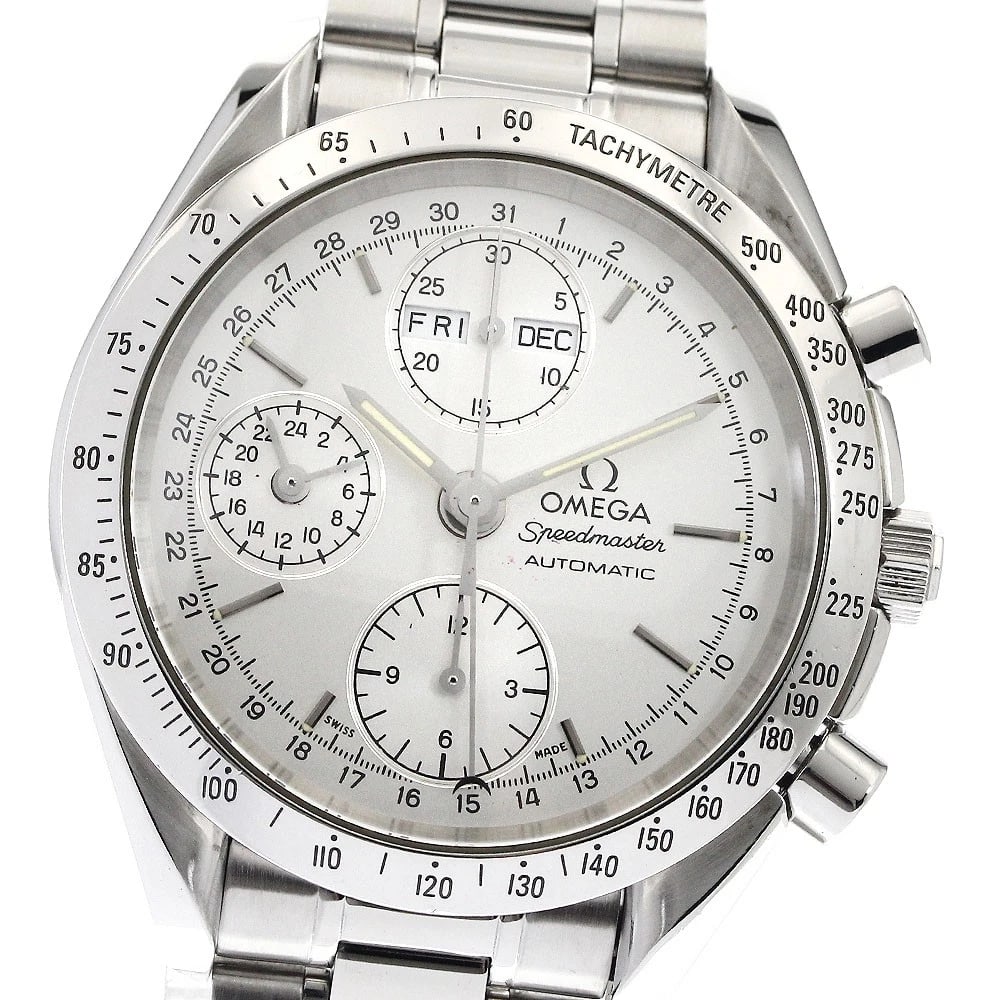 OMEGA SPEEDMASTER AUTOMATIC WATCH: OMEGA Speedmaster Automatic Watch Brand: OMEGA Type/Style: Wristwatch Material: Band Material Stainless Steel, Case Material Stainless Steel Color: Band Color Silver, Dial Color Silver, Case Color