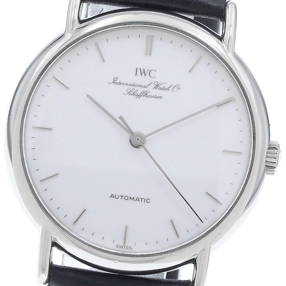 IWC SCHAFFHAUSEN WHITE AUTOMATIC WATCH: IWC SCHAFFHAUSEN white Automatic Watch Brand: IWC SCHAFFHAUSEN Type/Style: Wristwatch Material: Band Material leather, Case Material Stainless Steel Color: Band Color black, Dial Color white, Case