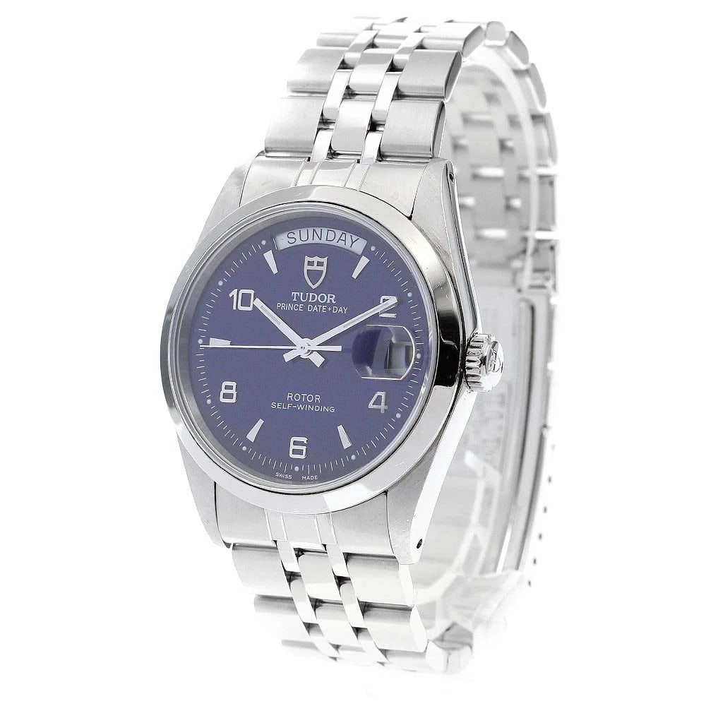 TUDOR PRINCE DATE BLUE AUTOMATIC WATCH - 2