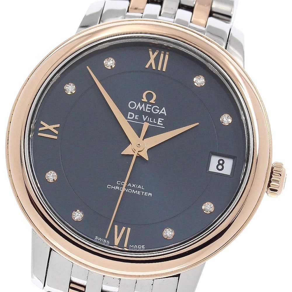 OMEGA DE VILLE PRESTIGE DIAMOND AUTOMATIC WATCH: OMEGA De Ville Prestige diamond Automatic Watch Brand: OMEGA Type/Style: Wristwatch Material: Band Material Stainless Steel/RG, Case Material Stainless Steel/RG Color: Band Color Silver / Red Gold,