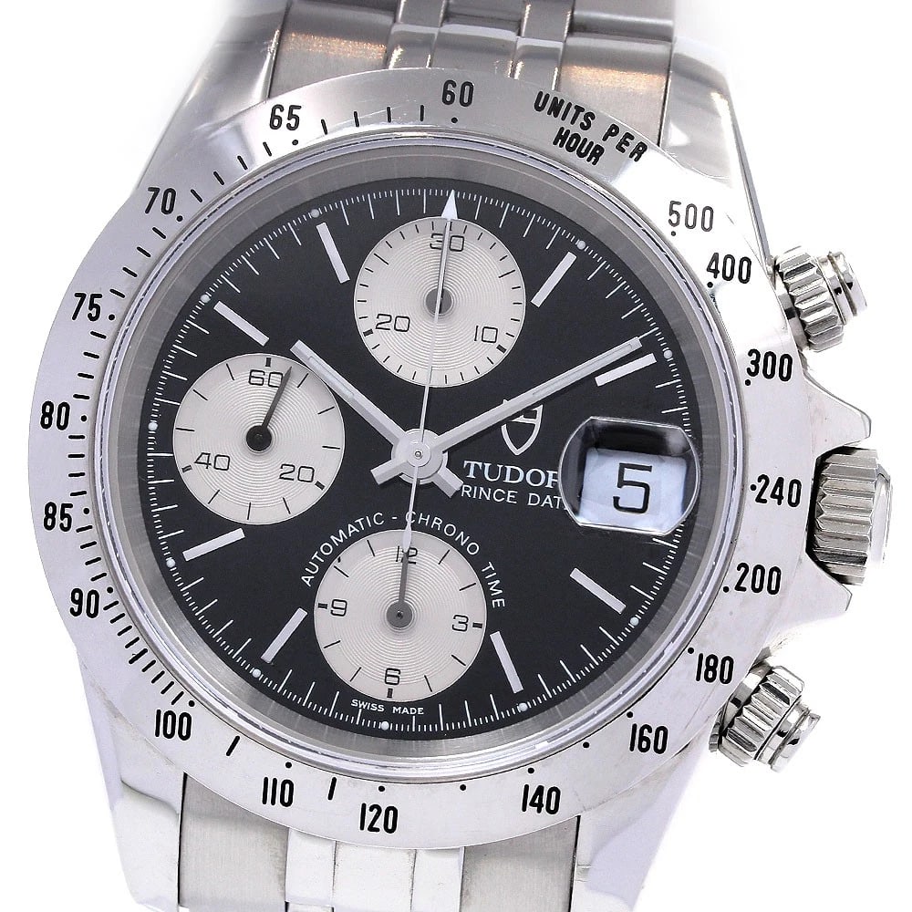 TUDOR PRINCE DATE CHRONO CHRONOGRAPH AUTOMATIC WATCH: TUDOR Prince Date Chrono Chronograph Automatic Watch Brand: TUDOR Type/Style: Wristwatch Material: Band Material Stainless Steel, Case Material Stainless Steel Color: Band Color Silver, Dial Color