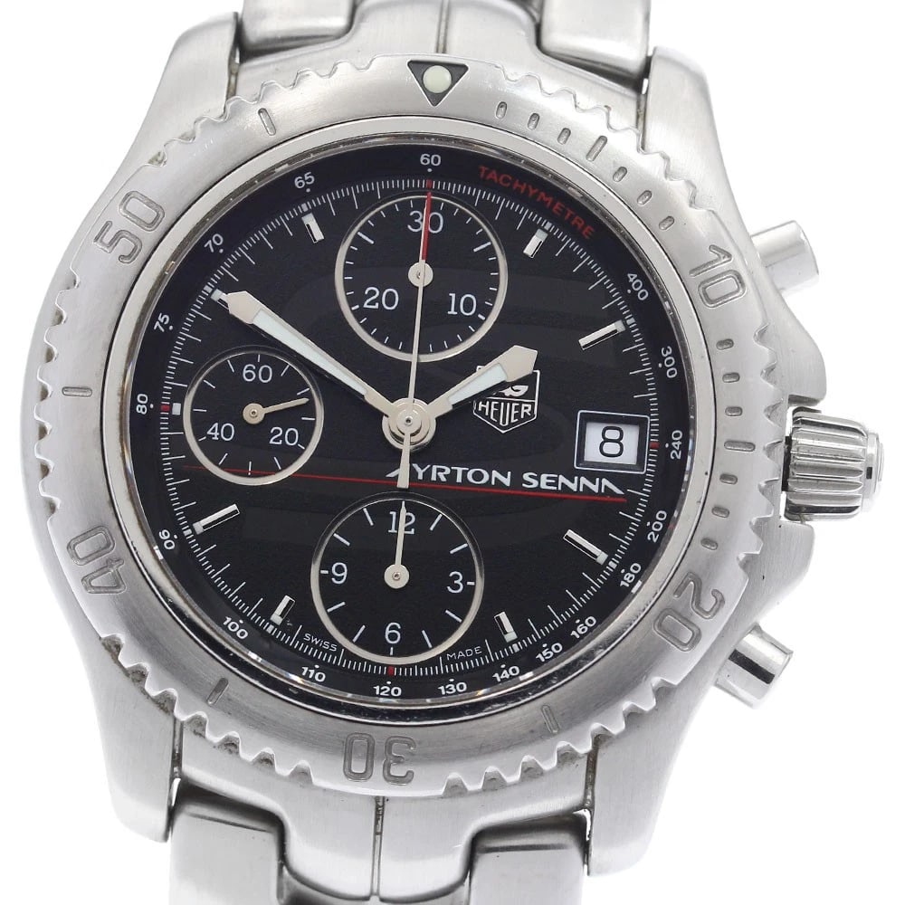 TAG HEUER AYRTON SENNA AUTOMATIC WATCH: TAG HEUER Ayrton Senna Automatic Watch Brand: TAG HEUER Type/Style: Wristwatch Material: Band Material Stainless Steel, Case Material Stainless Steel Color: Band Color Silver, Dial Color black, Case