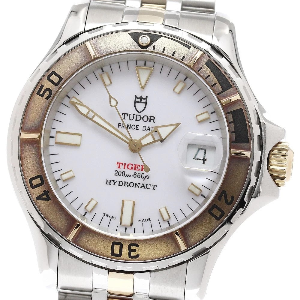 TUDOR TIGER PRINCE DATE AUTOMATIC WATCH: TUDOR Tiger Prince Date Automatic Watch Brand: TUDOR Type/Style: Wristwatch Material: Band Material Stainless Steel/YG, Case Material Stainless Steel/YG Color: Band Color Silver / Gold, Dial Color