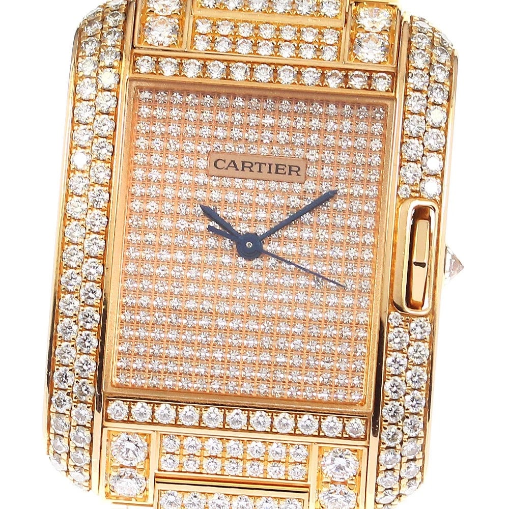 CARTIER TANK ANGLAISE K18PG DIAMOND WATCH: CARTIER Tank Anglaise K18PG diamond Watch Brand: CARTIER Type/Style: Wristwatch Material: Band Material 18K Pink Gold, Case Material 18K Pink Gold Color: Band Color gold, Dial Color gold, Case Color