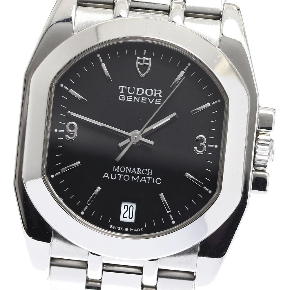 TUDOR MONARCH DATE BLACK AUTOMATIC WATCH: TUDOR Monarch Date black Automatic Watch Brand: TUDOR Type/Style: Wristwatch Material: Band Material Stainless Steel, Case Material Stainless Steel Color: Band Color Silver, Dial Color black, Case