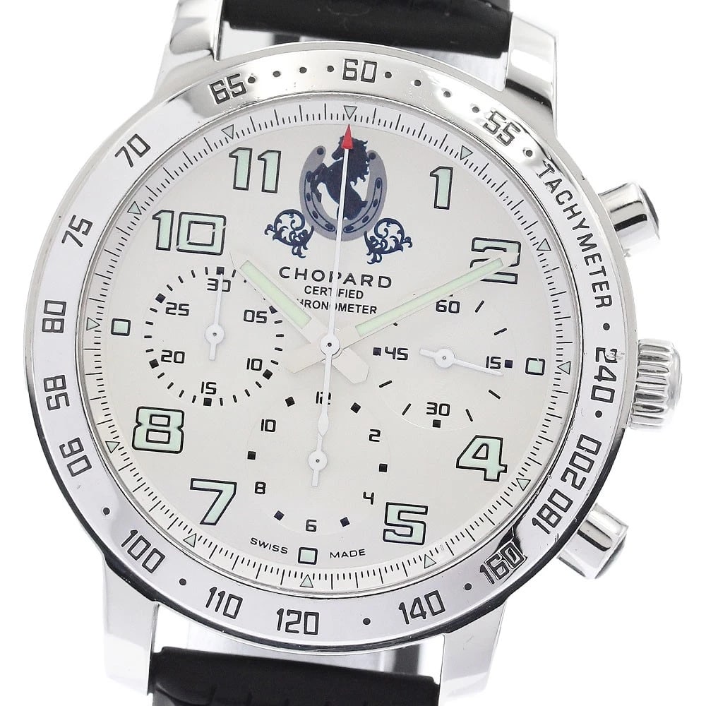 CHOPARD MILLE MIGLIA CHRONOGRAPH SILVER AUTOMATIC WATCH: Chopard Mille Miglia Chronograph Silver Automatic Watch Brand: Chopard Type/Style: Wristwatch Material: Band Material rubber, Case Material Stainless Steel Color: Band Color black, Dial Color Silver,
