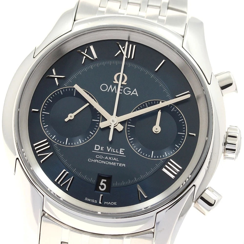 OMEGA DE VILLE VISION CO-AXIAL AUTOMATIC WATCH: OMEGA De Ville Vision Co-Axial Automatic Watch Brand: OMEGA Type/Style: Wristwatch Material: Band Material Stainless Steel, Case Material Stainless Steel Color: Band Color Silver, Dial Color Navy,