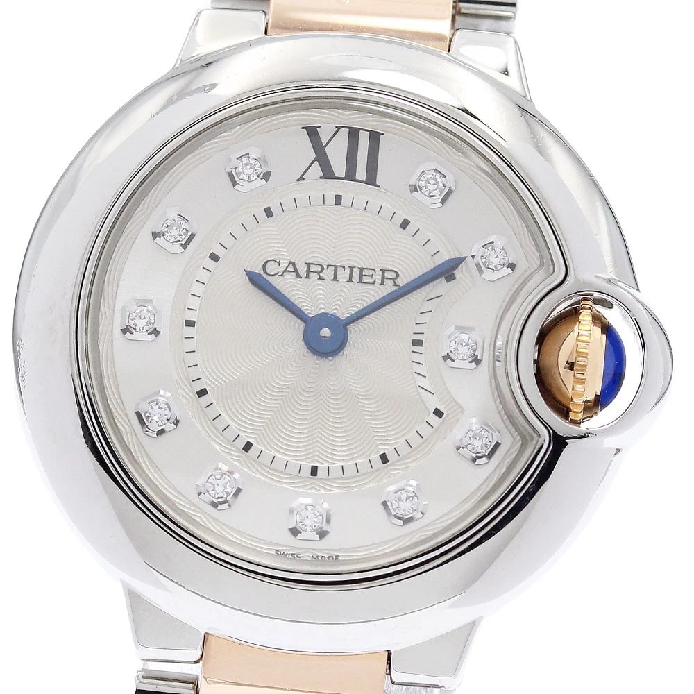 CARTIER BARON BLUE K18PG DIAMOND QUARTZ WATCH: CARTIER Baron blue K18PG diamond Quartz Watch Brand: CARTIER Type/Style: Wristwatch Material: Band Material Stainless Steel/K18PG, Case Material Stainless Steel/K18PG Color: Band Color Silver / Pink