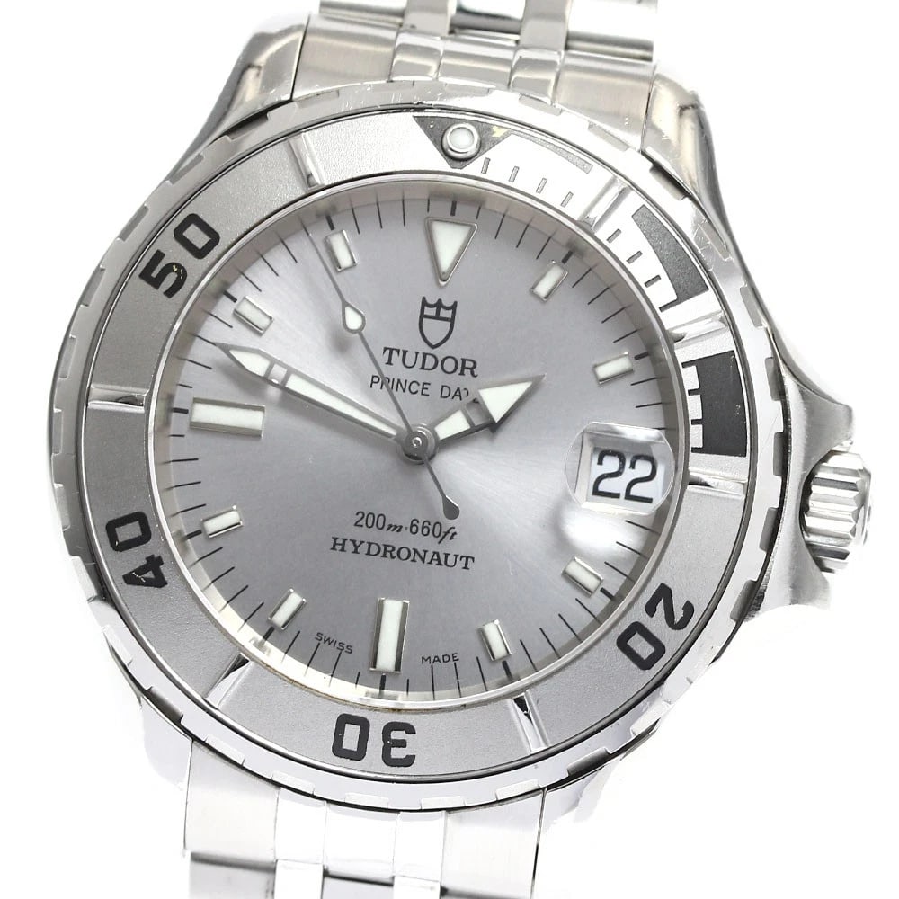 TUDOR HYDRO DATE SILVER AUTOMATIC WATCH: TUDOR Hydro Date Silver Automatic Watch Brand: TUDOR Type/Style: Wristwatch Material: Band Material Stainless Steel, Case Material Stainless Steel Color: Band Color Silver, Dial Color Silver, Case Col