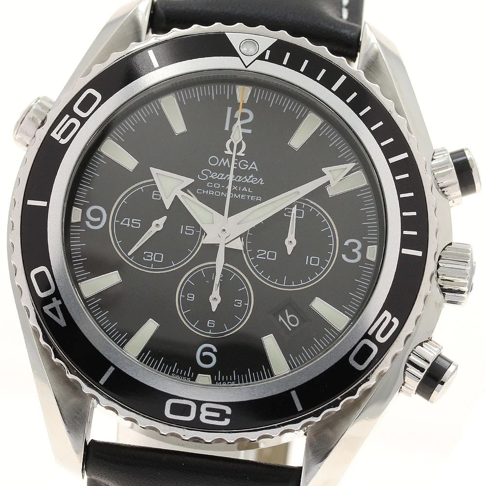 OMEGA SEAMASTER PLANET OCEAN AUTOMATIC WATCH: OMEGA Seamaster Planet Ocean Automatic Watch Brand: OMEGA Type/Style: Wristwatch Material: Band Material leather, Case Material Stainless Steel Color: Band Color black, Dial Color black, Case Color