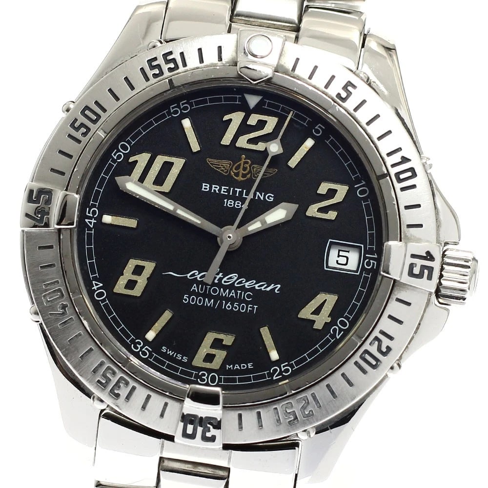 BREITLING COLT OCEAN DATE BLACK AUTOMATIC WATCH: BREITLING Colt Ocean Date black Automatic Watch Brand: BREITLING Type/Style: Wristwatch Material: Band Material Stainless Steel, Case Material Stainless Steel Color: Band Color Silver, Dial Color