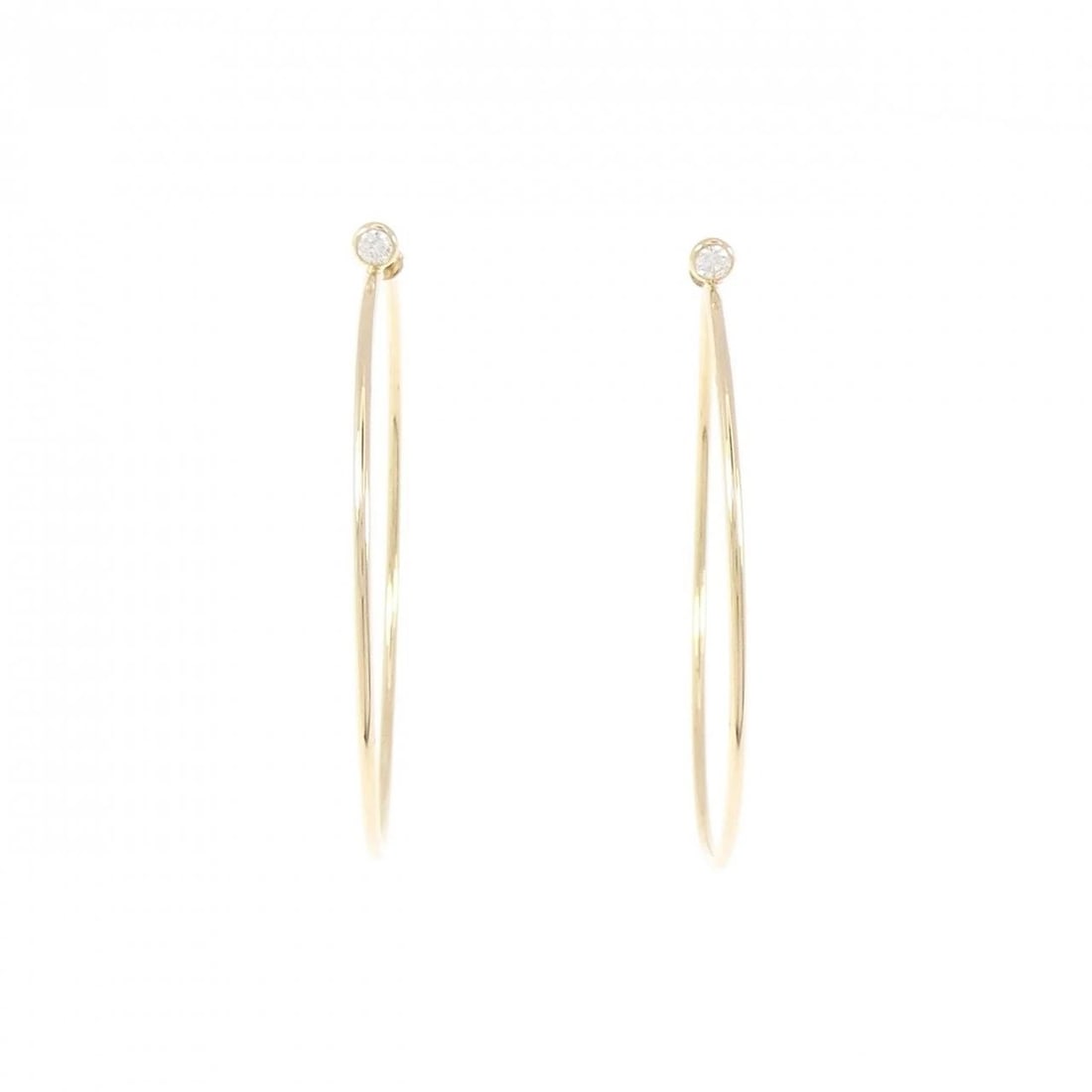 TIFFANY&CO. DIAMOND HOOP PIERCE: TIFFANY&Co. Diamond Hoop Pierce Brand: TIFFANY&Co. Type/Style: TIFFANY&Co. Pierce/Earring Material: 750 yellow gold, Main Stone/Creation Natural Color: Yellow gold Size: Actual Size Approximate