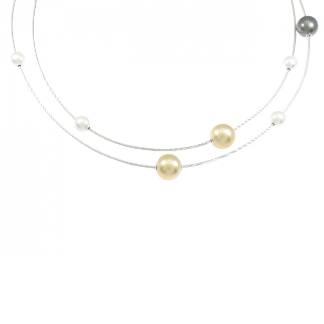 MIKIMOTO PEARL NECKLACE: Mikimoto Pearl Necklace Brand: MIKIMOTO Type/Style: Mikimoto Necklace Material: K18 white gold, Main Stone/Creation White Butterfly Pearl Secondary Stone Black pearl/Akoya pearl Color: white gold