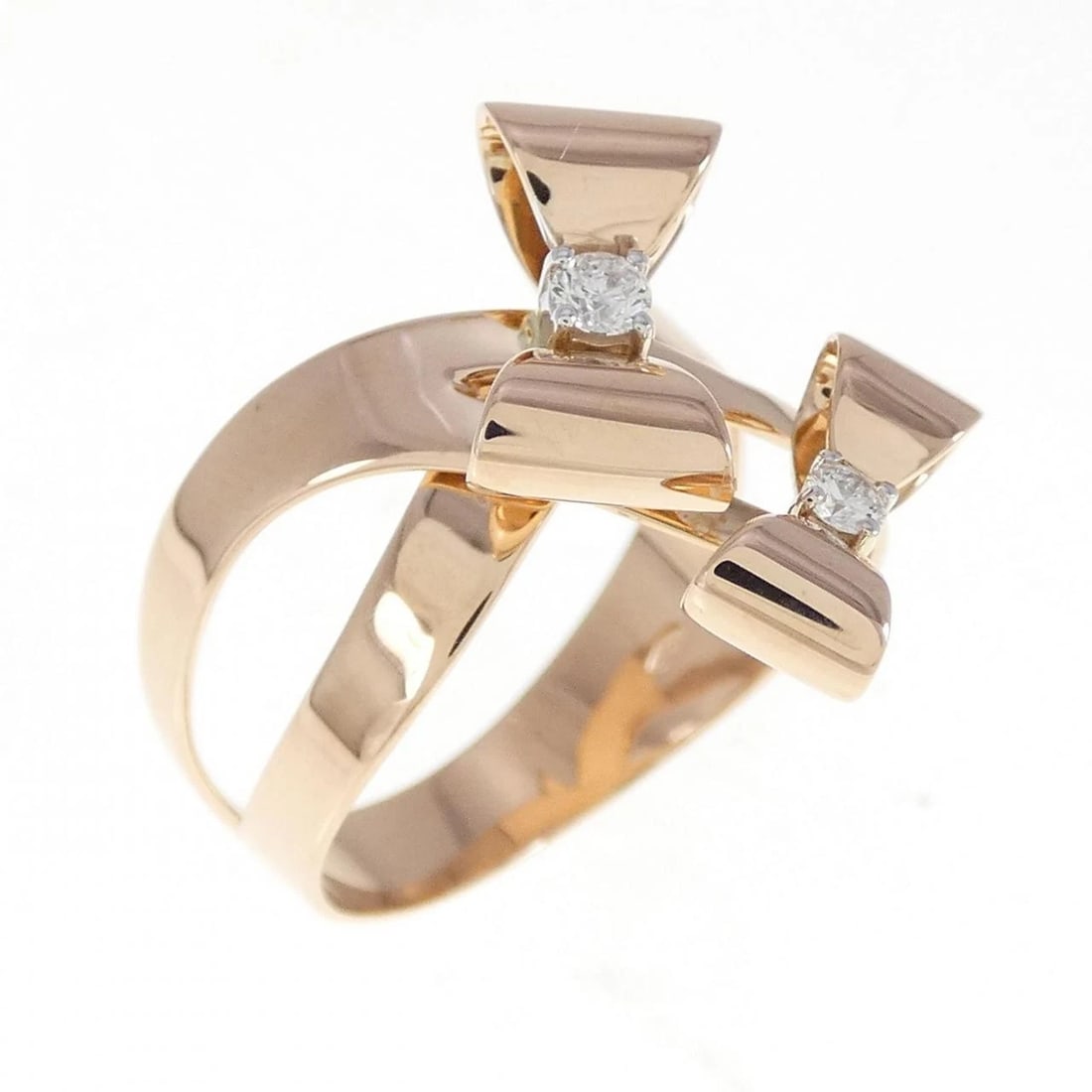 750PG/750WG RIBBON DIAMOND RING: 750PG/750WG Ribbon Diamond Ring Brand: Unbranded Type/Style: Diamond ring Material: 750YG/750WG, Main Stone/Creation Natural Color: White GoldPink Gold Size: US 8.5 Accessories: None Accessories