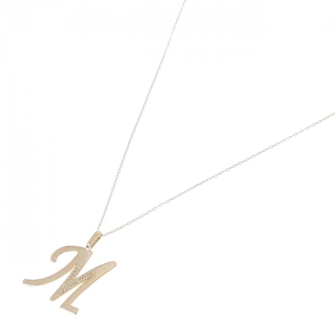 K18YG INITIAL M DIAMOND NECKLACE - 2