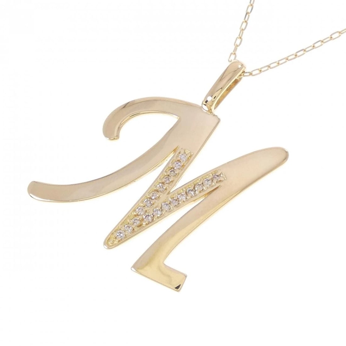 K18YG INITIAL M DIAMOND NECKLACE - 3