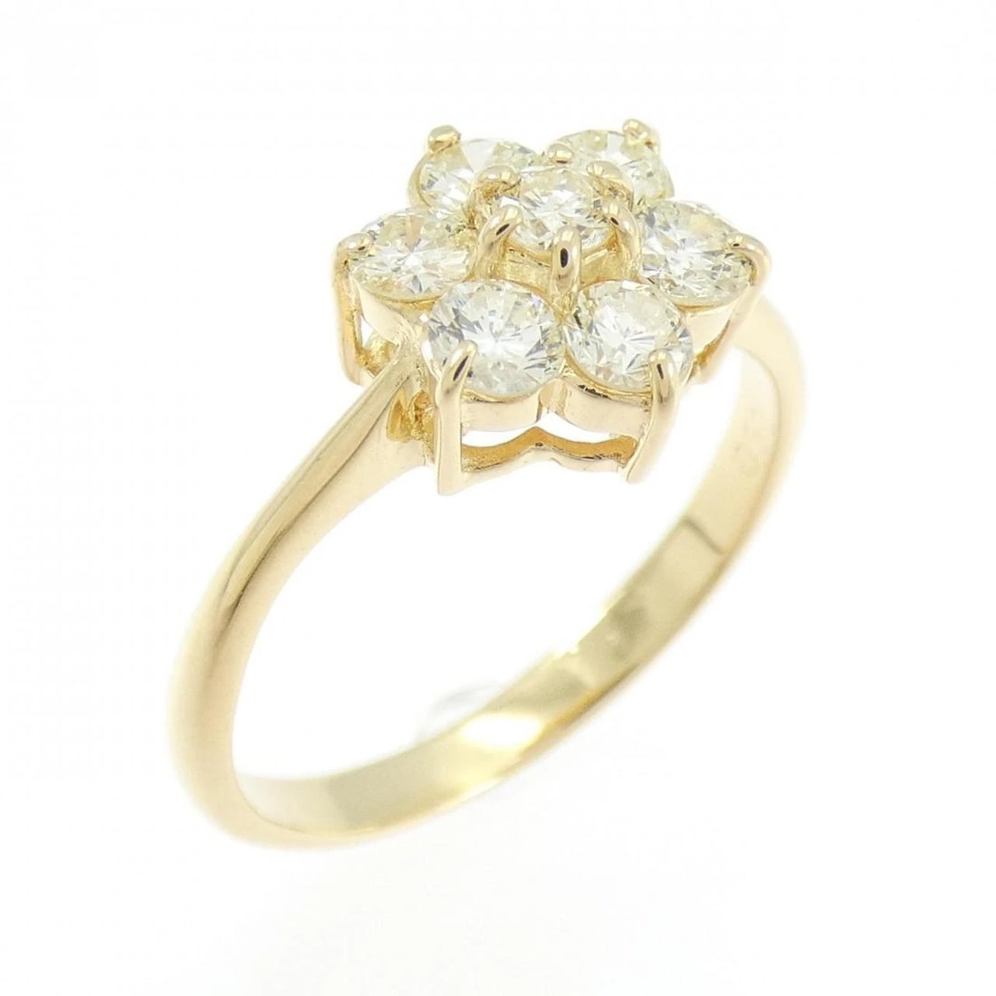 K18YG FLOWER DIAMOND RING: K18YG Flower Diamond Ring Brand: Unbranded Type/Style: Diamond Ring Material: K18YG, Main Stone/Creation Natural Color: Yellow Gold Size: US 4 1/2 Accessories: None Accessories Notice: When