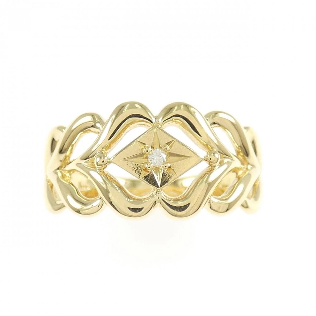 K18YG DIAMOND RING: K18YG Diamond Ring Brand: Unbranded Type/Style: Diamond Ring Material: K18YG, Main Stone/Creation Natural Color: Yellow Gold Size: US 6 1/4 Accessories: None Accessories Notice: When purchasing