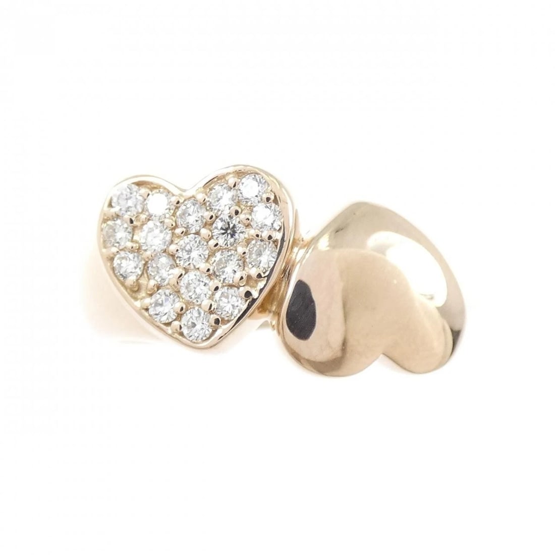 K18PG HEART PAVE DIAMOND RING: K18PG Heart Pave Diamond Ring Brand: Unbranded Type/Style: Diamond Ring Material: K18PG, Main Stone/Creation Natural Color: Pink Gold Size: US 6 Accessories: None Accessories Notice: When