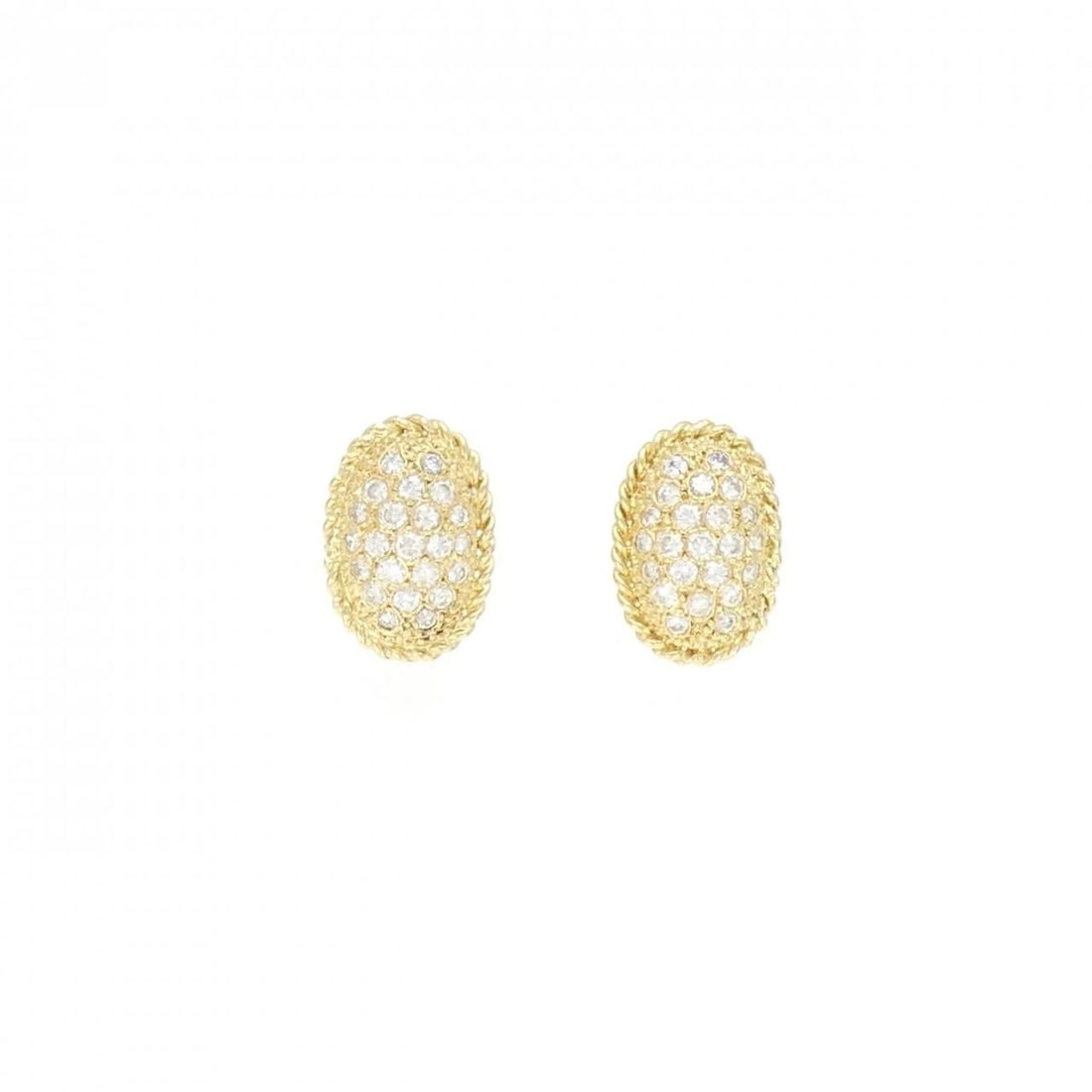 K18YG DIAMOND EARRINGS: K18YG Diamond Earrings Brand: Unbranded Type/Style: Diamond Pierce/Earring Material: K18YG, Main Stone/Creation Natural Color: YELLOW GOLD Size: Actual Size Approx. height x width: 15.7mm x 10.9mm