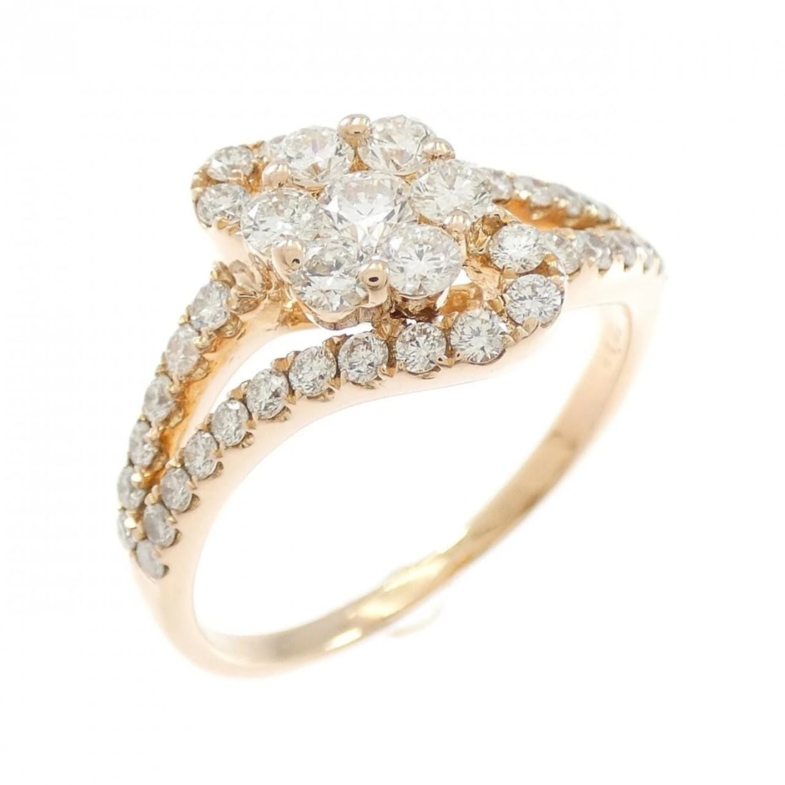 K18PG DIAMOND RING: K18PG Diamond Ring Brand: Unbranded Type/Style: Diamond Ring Material: K18PG, Main Stone/Creation Natural Color: Pink Gold Size: US 8 1/2 Accessories: None Accessories Notice: When purchasing