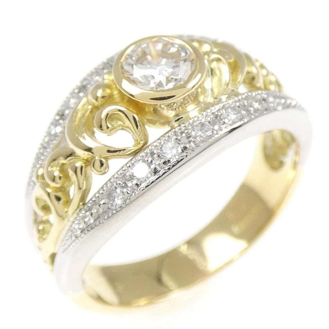 K18YG/PT DIAMOND RING: K18YG/PT Diamond Ring Brand: Unbranded Type/Style: Diamond Ring Material: K18YG/PT, Main Stone/Creation NATURAL Color: YG,Silver Size: US 6 Accessories: None Accessories Notice: When purchasing