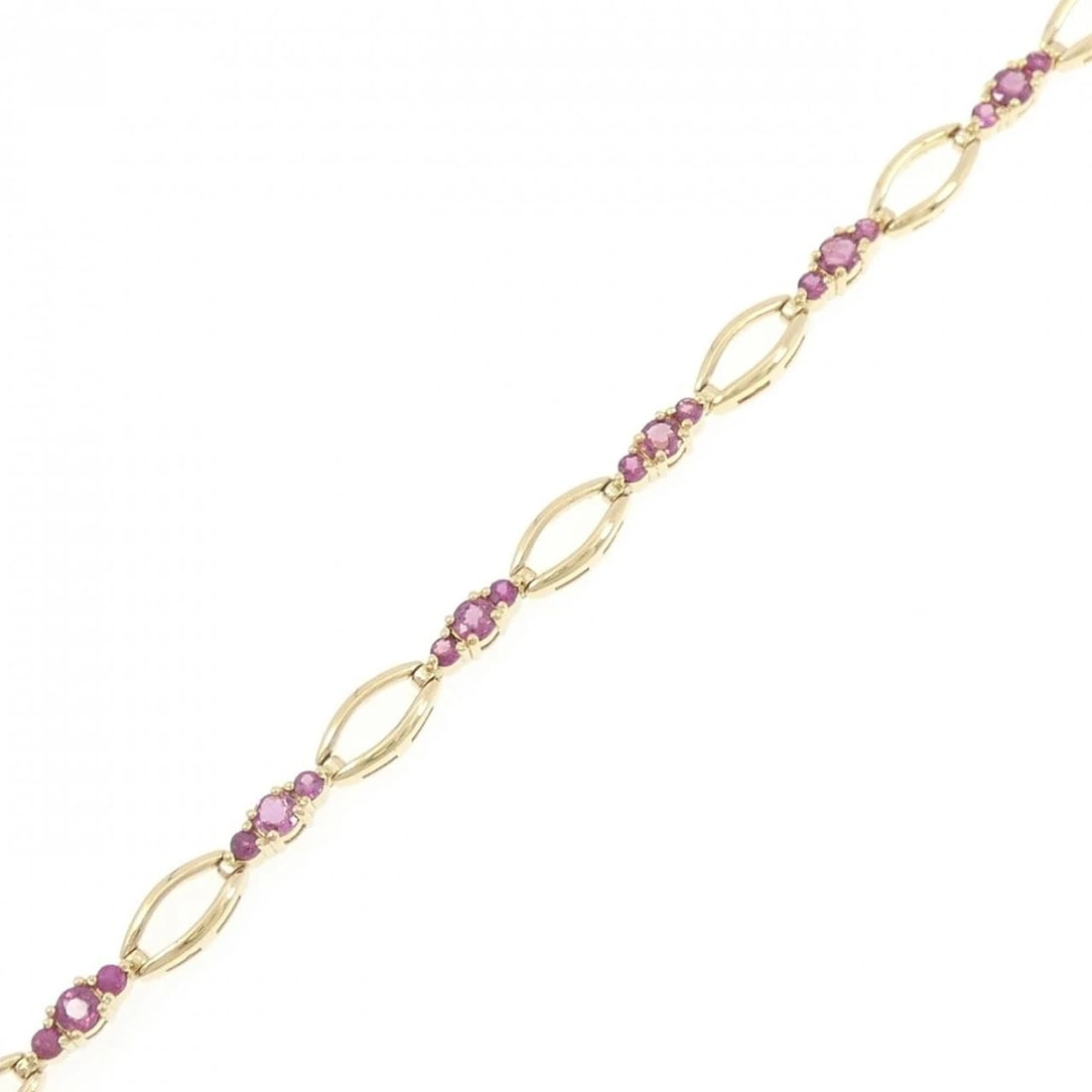 18K YELLOW GOLD RUBY BRACELET: 18K Yellow Gold Ruby Bracelet Brand: Unbranded Type/Style: Ruby Bracelet Material: K18YG, Main Stone/Creation RUBY Color: YELLOW GOLD Size: 17.5cm Actual Size Max width approx: 5.0mm Accessories: