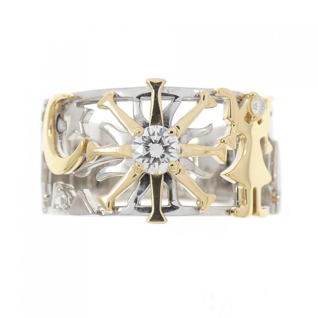 K18WG/K18YG DIAMOND RING: K18WG/K18YG Diamond Ring Brand: Unbranded Type/Style: Diamond ring Material: 18k White Gold18K Yellow Gold, Main Stone/Creation Natural Color: Yellow Gold White Gold Size: US 5 3/4 Accessories: None