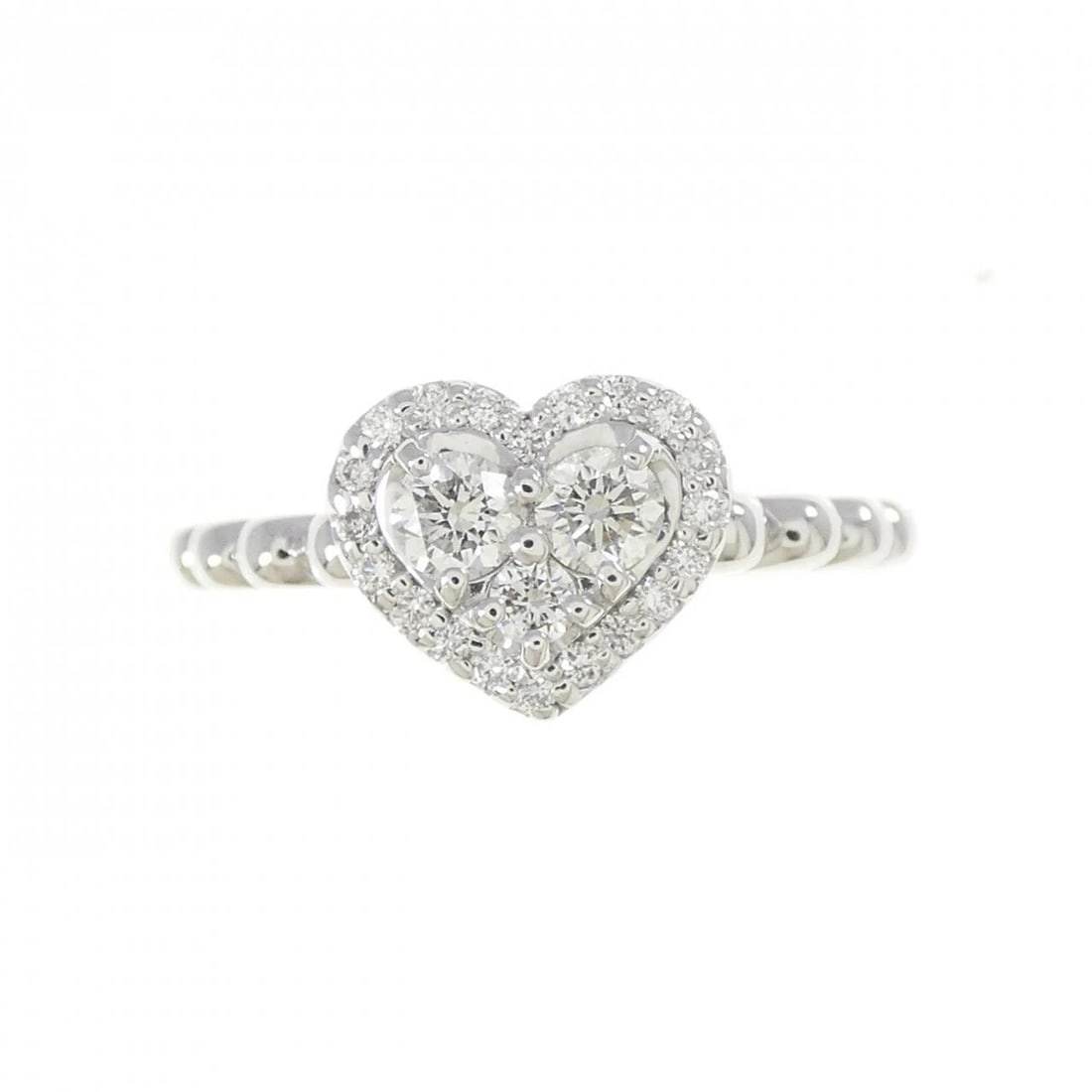 K18WG HEART DIAMOND RING: K18WG Heart Diamond Ring Brand: Unbranded Type/Style: Diamond Ring Material: 18k White Gold, Main Stone/Creation Natural Color: White Gold Size: US 5 3/4 Accessories: None Accessories Notice: When