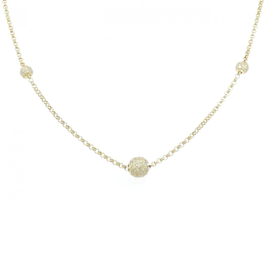 750YG DIAMOND NECKLACE: 750YG Diamond Necklace Brand: Unbranded Type/Style: Diamond Necklace Material: 750YG, Main Stone/Creation Natural Color: Yellow Gold Size: Actual Size Motif maximum width approx.: 6.5mm Chain maximum