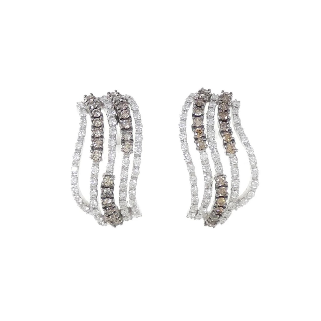 K18WG DIAMOND PIERCE: K18WG Diamond Pierce Brand: Unbranded Type/Style: Diamond Pierce/Earring Material: k18WG, Main Stone/Creation Natural Color: WHITE GOLD Size: Actual Size Approx. height x width: 21.0mm x 13.0mm