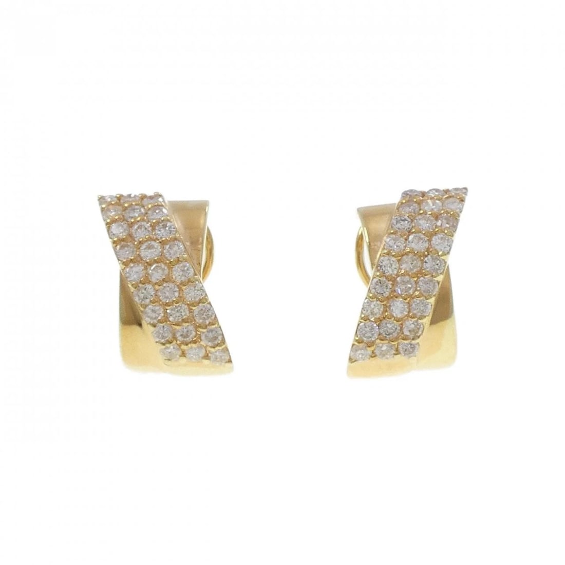 K18YG PAVE DIAMOND PIERCE/EARRING: K18YG Pave Diamond Pierce/Earring Brand: Unbranded Type/Style: Diamond Pierce/Earring Material: K18YG, Main Stone/Creation Natural Color: YELLOW GOLD Size: Actual Size Approx. length x width: 14.6mm