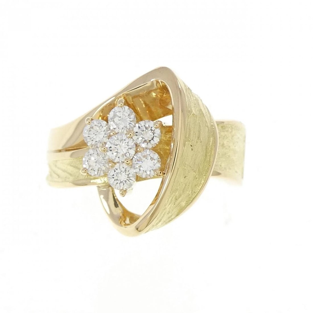 K18YG FLOWER DIAMOND RING - 2