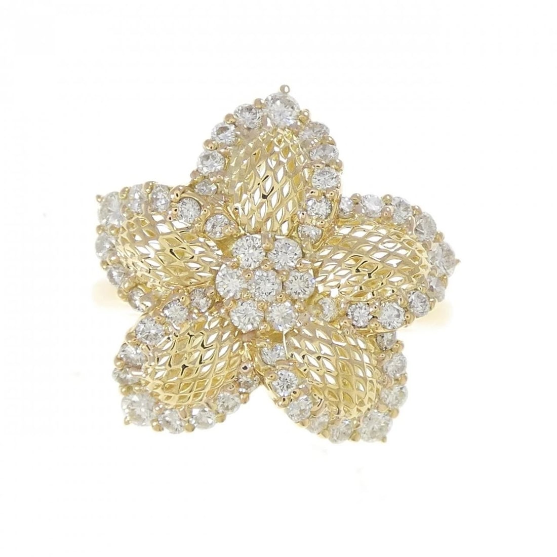 K18YG FLOWER DIAMOND RING - 2