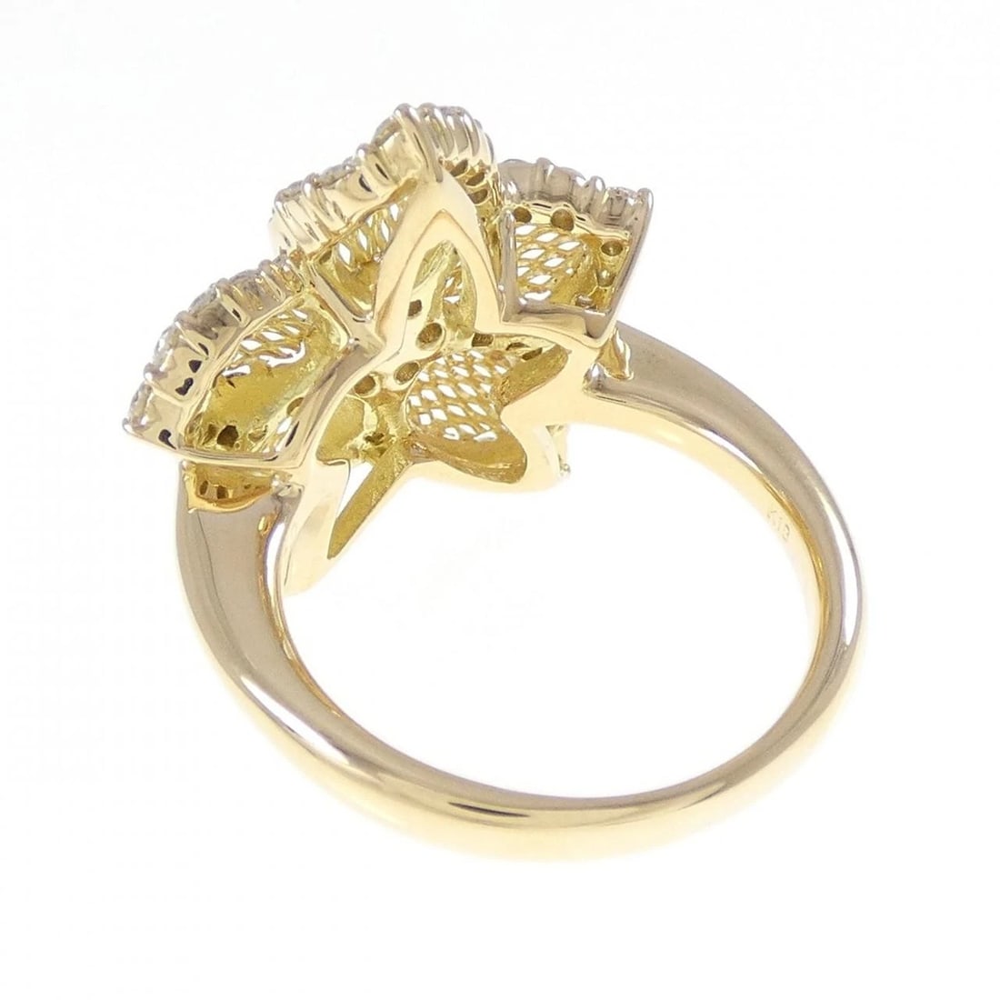 K18YG FLOWER DIAMOND RING - 3