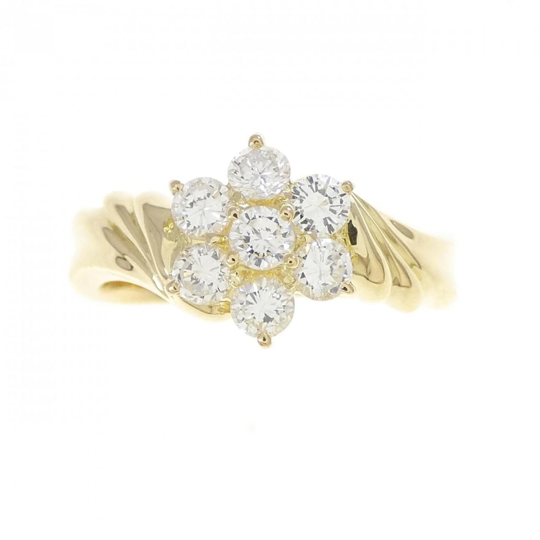 K18YG FLOWER DIAMOND RING - 2