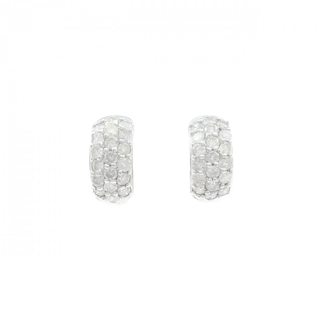K18WG PAVE DIAMOND EARRINGS: K18WG Pave Diamond Earrings Brand: Unbranded Type/Style: Diamond Pierce/Earring Material: K18WG, Main Stone/Creation Natural Color: White Gold Size: Actual Size Approximate dimensions (height x