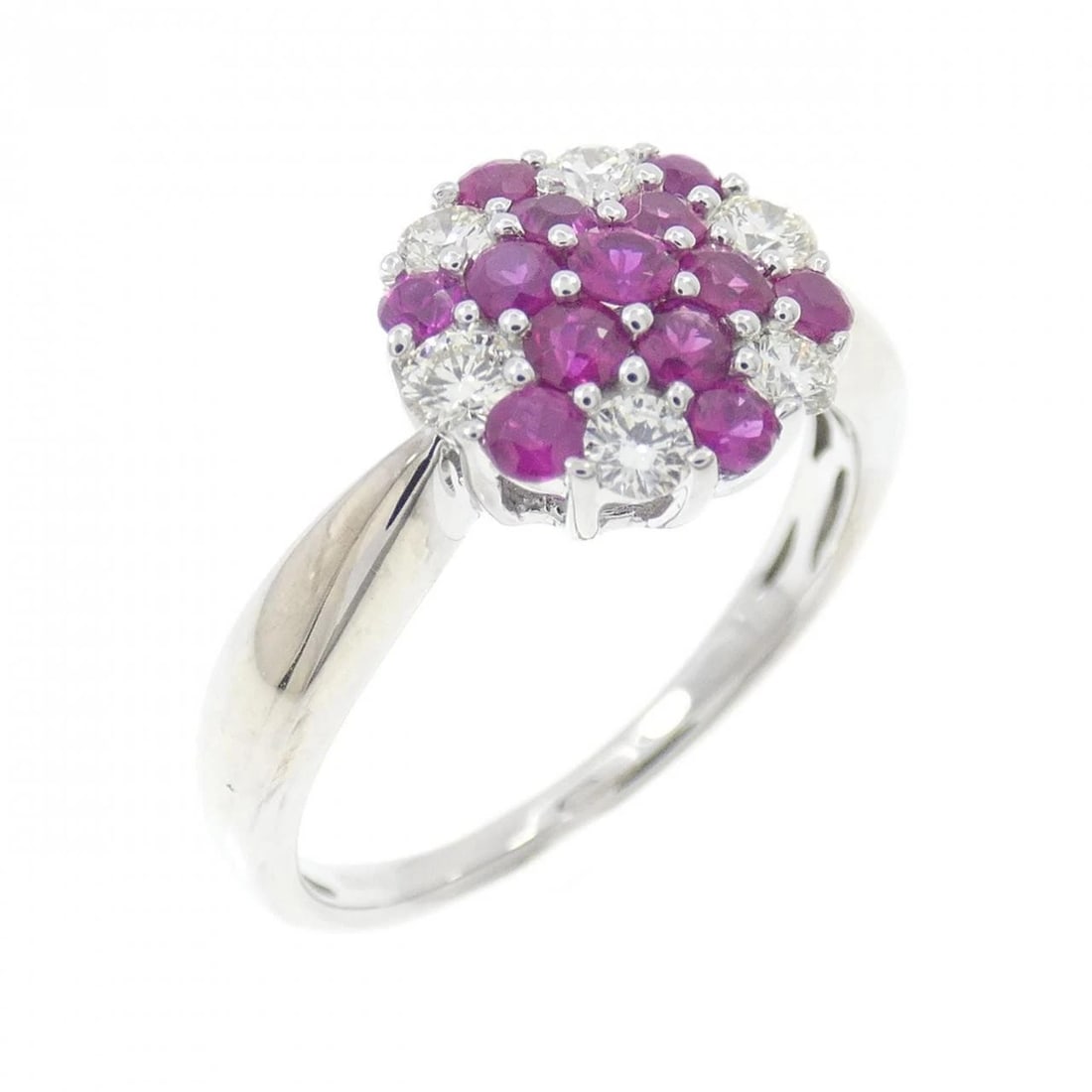 K18WG RUBY RING: K18WG Ruby Ring Brand: Unbranded Type/Style: Ruby Ring Material: K18WG, Main Stone/Creation RubySecondary StoneDiamond Color: White Gold Size: US 5 3/4 Accessories: None Accessories Notice: When