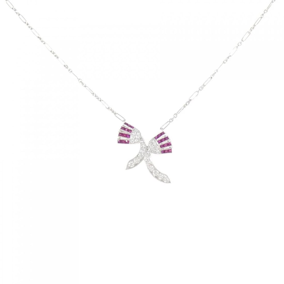 K18WG RUBY NECKLACE: K18WG Ruby Necklace Brand: Unbranded Type/Style: Ruby Necklace Material: 18k White Gold, Main Stone/Creation RubySecondary Stone Diamond Color: White Gold Size: Actual Size Pendant length approx. x