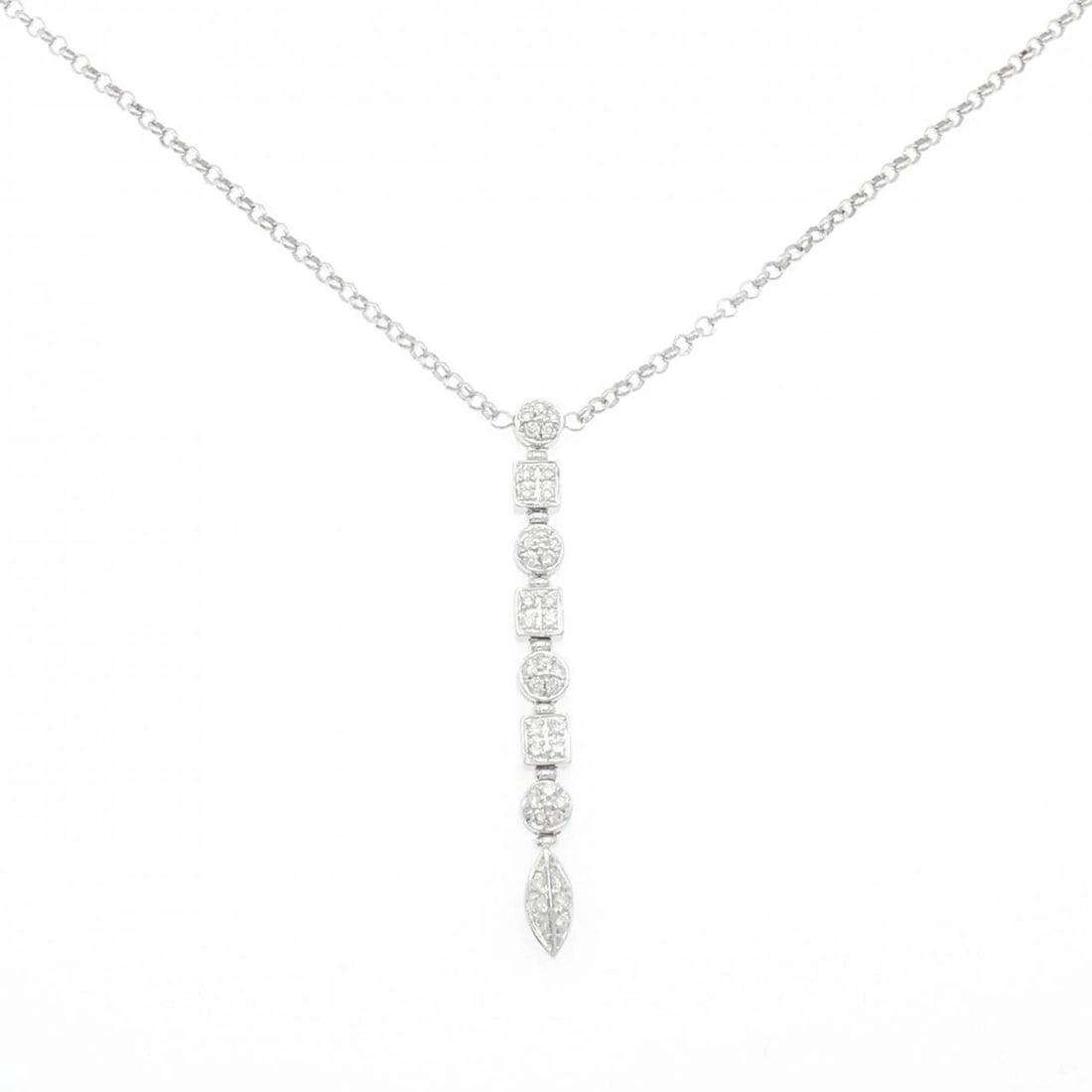 K18WG DIAMOND NECKLACE: K18WG Diamond Necklace Brand: Unbranded Type/Style: Diamond Necklace Material: K18WG, Main Stone/Creation NATURAL Color: White Gold Size: 41CM Actual Size Pendant length approx. x width approx.: