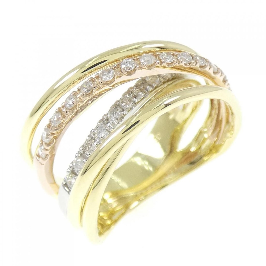 K18YG/PT/K18PG DIAMOND RING: K18YG/PT/K18PG Diamond Ring Brand: Unbranded Type/Style: Diamond Ring Material: K18YG/PT/K18PG, Main Stone/Creation Natural Color: YG,Silver,PG Size: US 6 1/4 Accessories: None Accessories Notice: